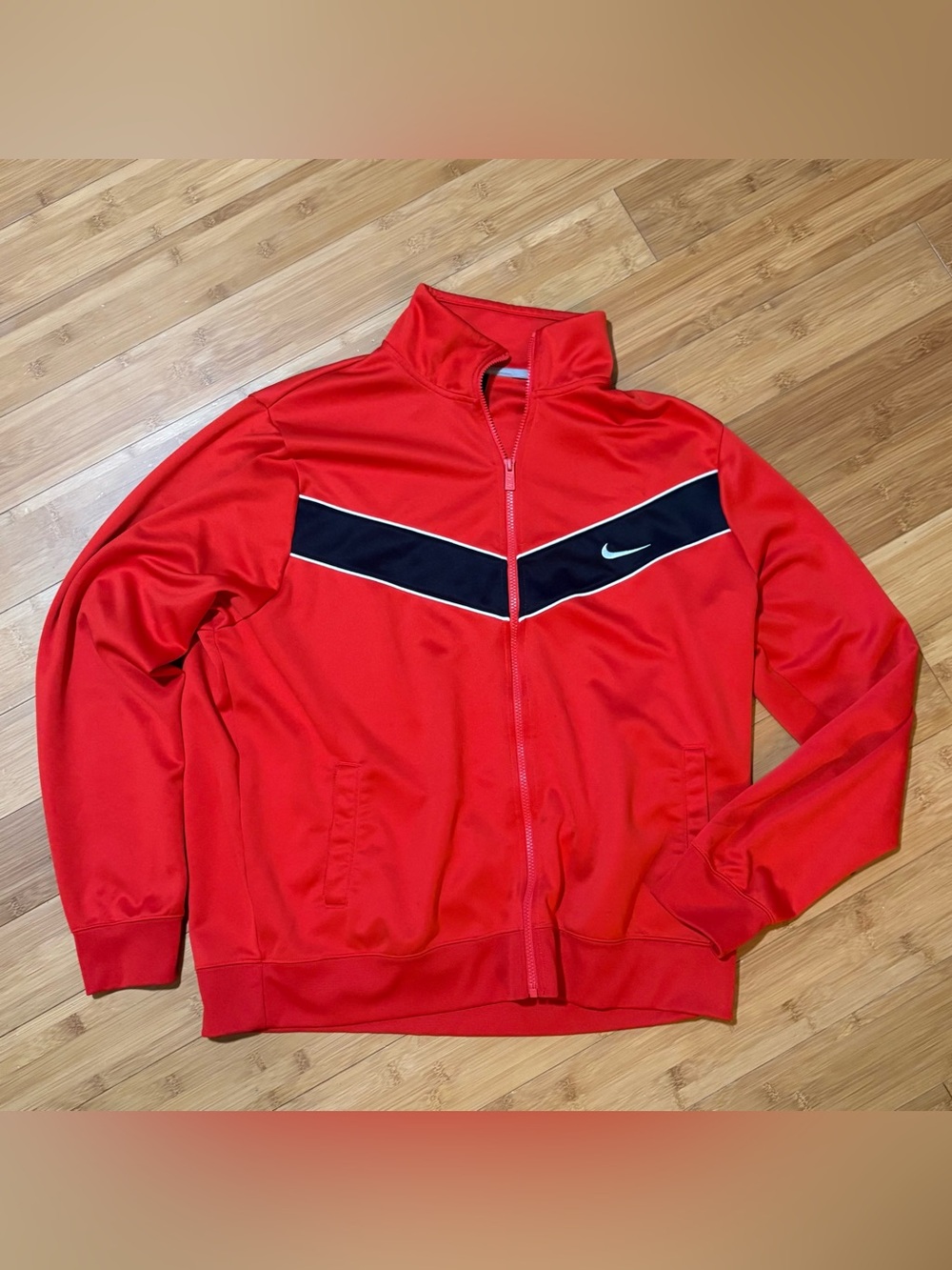 Nike Vintage Track Jacket Red Black Chevron Swoosh Full Zip Men’s XXL